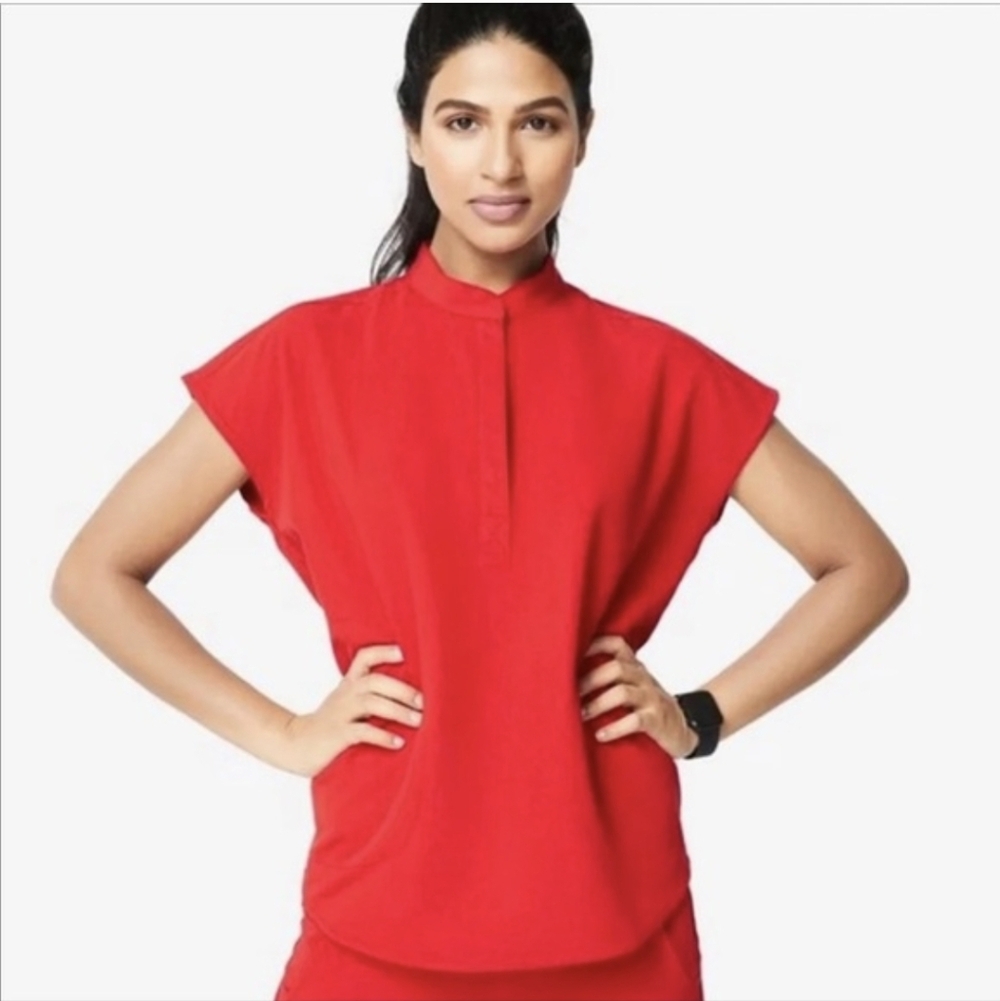 Figs Pop Red Rafaela Scrub Top Size XXL